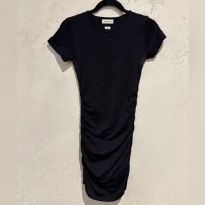 Babaton Black Ruched Mini Dress